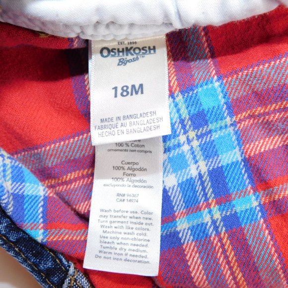 Boys 18 months Plaid Flannel lined Denim Overalls - Picture 4 of 9